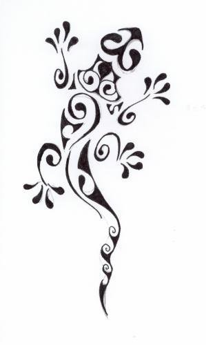 tatouage maori. Modèle tatouage polynésien lézard margouillat