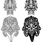 Modèle tatouage masques de tikis polynesiens