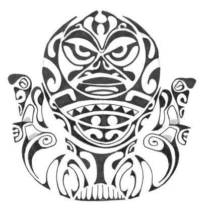 Modèle tattoo tiki polynesien