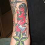 Tatouage demon pin-up old school