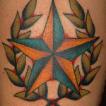 modele-tatouage-old-school-etoile Modèle tatouage étoile laurier