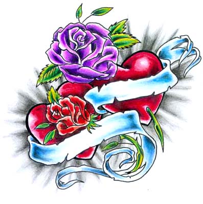 Mod le de tatouage de rose old school avec coeur
