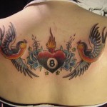 Tatouage Hirondelles et coeur old school