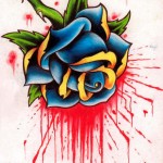 Modèle de tatouage de rose bleue