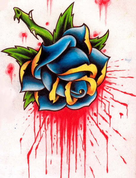 old school rose tattoo design