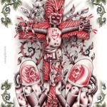Modèle de tatouage de croix new scool