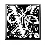 modele-tatouage-ecriture-celtique-V Modèle tatouage celtique lettre V