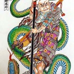 Modèles tatouage japonais samourai serpent