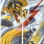 Art japonais traditionnel : tenture dragon