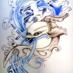 Modèle de tatouage de dauphin original