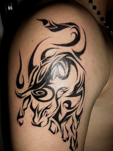 Mod le de tatouage de taureau tribal