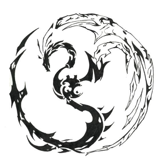 Tattoo dragon tribal yin yang