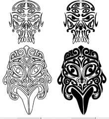 Modèle tatouage masques de tikis polynesiens