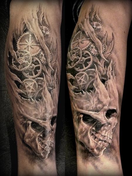Tatouage morbid horror en Noir et gris par Nicko de metal-ink-tattoo