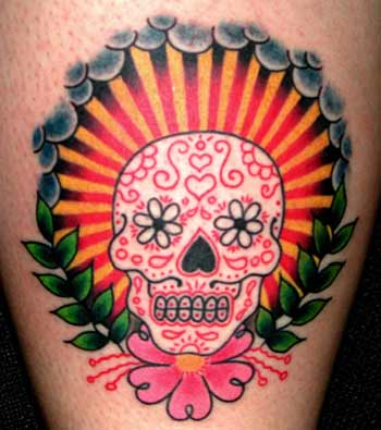 Modèle tatouage old school crâne mexicain