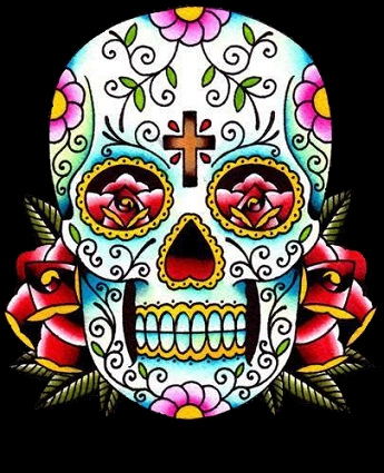 Modèle tatouage old school crâne mexicain