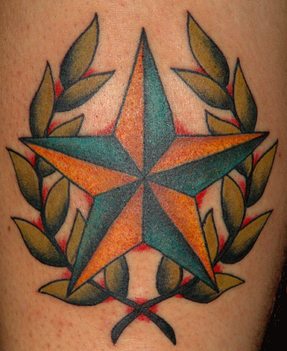 Modèle tatouage étoile laurier