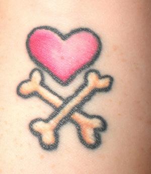 Modèle tatouage poignet coeur tibias pirate