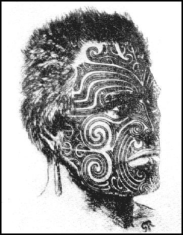 Tatouage guerrier Maori Moko sur le visage