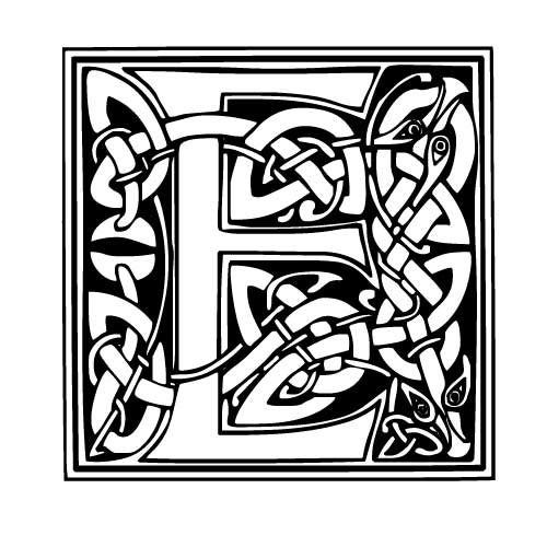 Modèle tatouage celtique lettre E