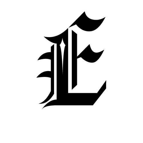 Modèle tatouage écriture gothique Lettre E