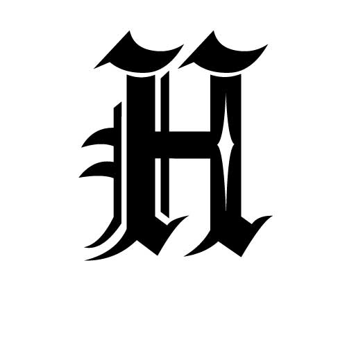 Modèle tatouage écriture gothique Lettre H