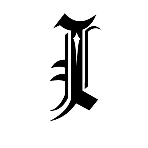 Modèle tatouage écriture gothique Lettre I