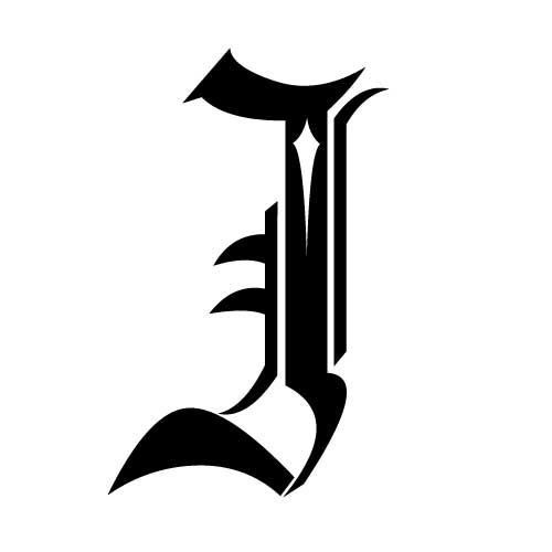 Modèle tatouage écriture gothique Lettre J