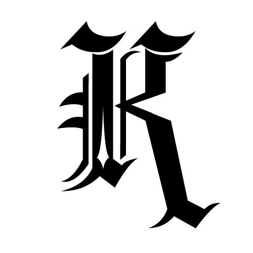Modèle tatouage écriture gothique Lettre K