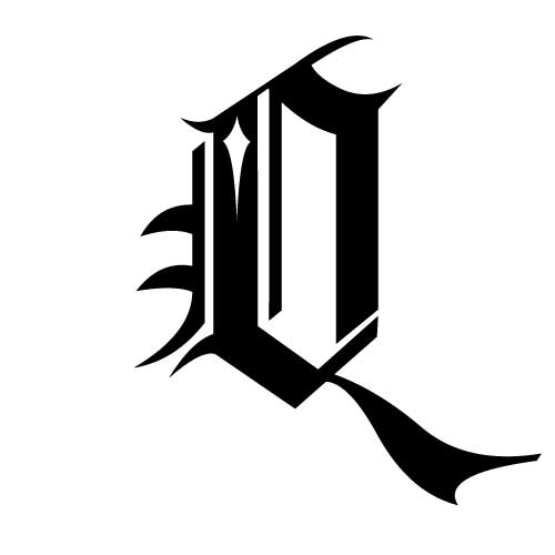 Modèle tatouage écriture gothique Lettre Q