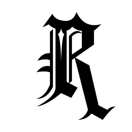 Modèle tatouage écriture gothique Lettre R