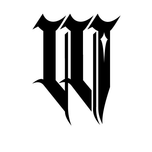 Modèle tatouage écriture gothique Lettre W