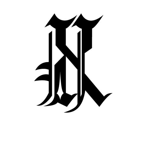 Modèle tatouage écriture gothique Lettre X