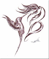 Tatouage dessin Gwada colibri