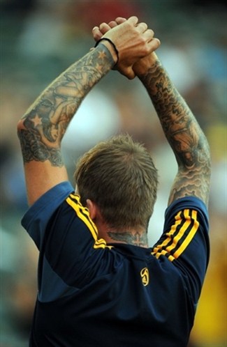 Tatouage de David Beckham, joueur de l'Angleterre