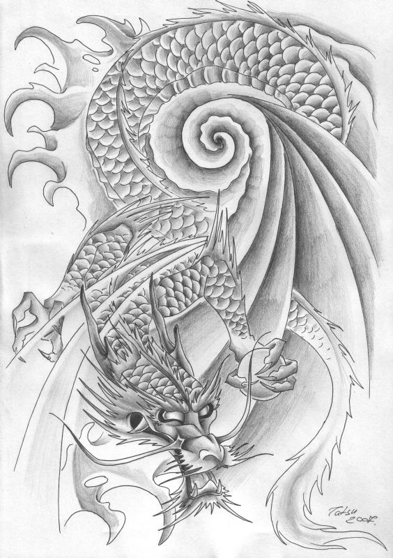 Modèle de tatouage de dragon sur la cuisse