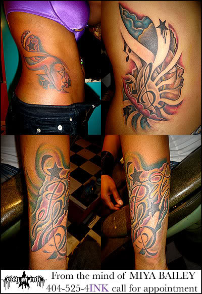 Tatouages en couleurs du tatoueur US Miya Bailey