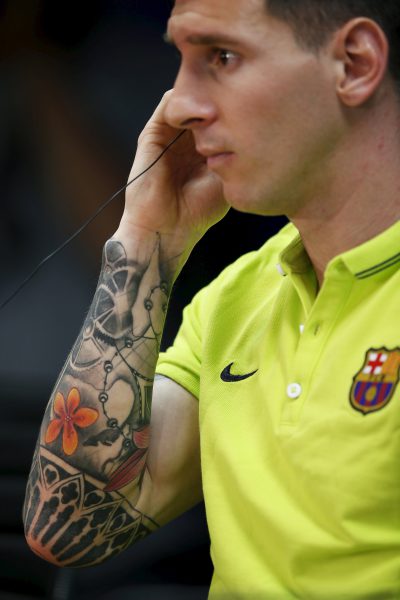 Detail tatouage bras de Messi