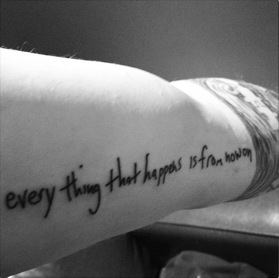 Tatouage Ed Sheeran everything that happens is from now on