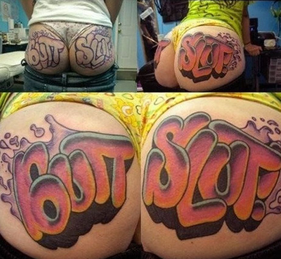 tatouage insolite butt slut.