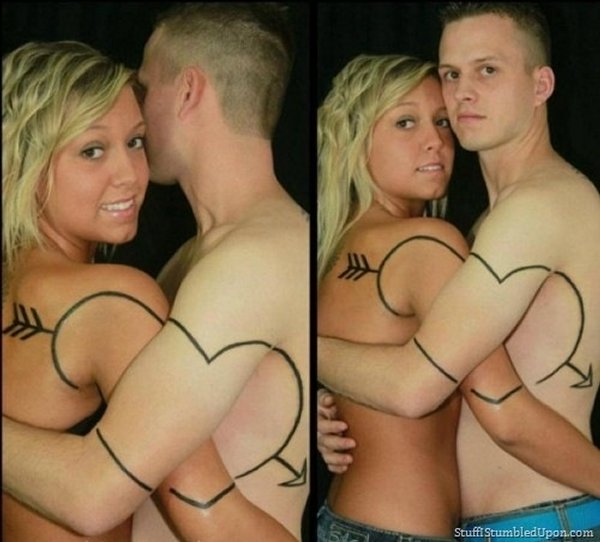 Tatouage raté de couple qui a eu une fausse bonne idée