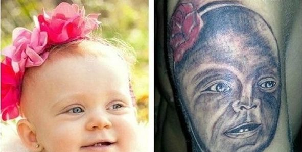 Tatouage raté portrait de Bébé horrible