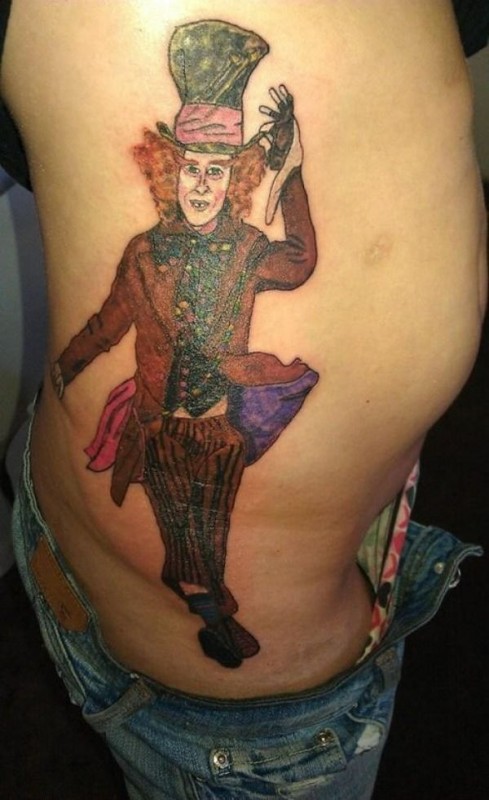 Tatouage raté de willy Wonka de Charlie et la chocolaterie